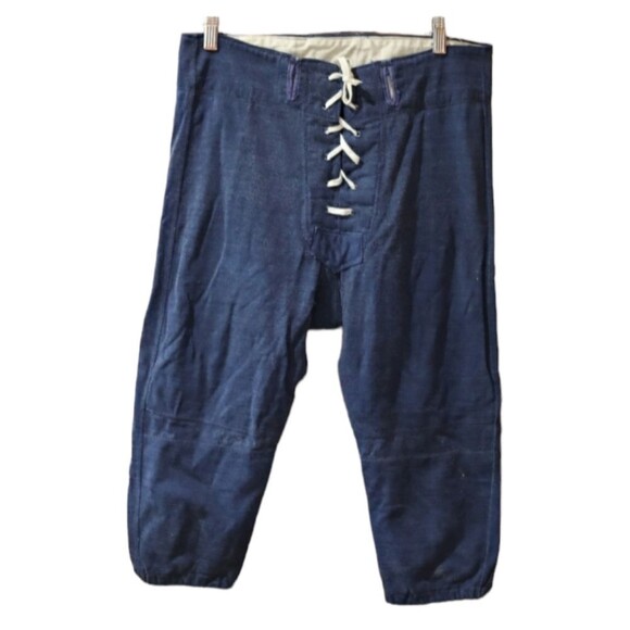 Champion Knitwear Vintage 1940s Football Pants Corset Tie Blue 34